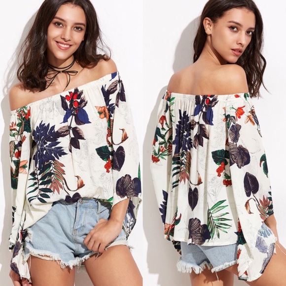 🍃 HP • Boutique | Floral Off The Shoulder Top - Picture 3 of 4